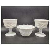 Milk Glass Hobnail Sherbert Dish(2), Milk Glass