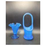 Westmoreland Blue Satin Glass Basket, Blue
