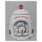 Coca-Cola Ceramic Igloo and Polar Bears Cookie Jar