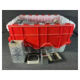 Tote Of Metal Boxes, Metal Brackets