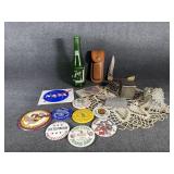 Firemen and Gun Exhibitor pins, Pocket Knife