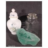 Glass Etched Stone, Glass Candy Dish, Vase