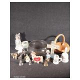 Basket, Glass Bowl, Figurines