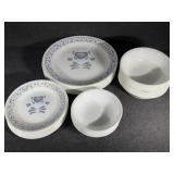 Corelle " Blue Hearts " plates, bowls
