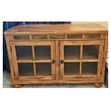 Wooden TV Stand with Glass Doors