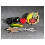 -Murano Glass Grapes, Apple, Corn cob