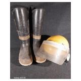 Fireman Boots Size 11, Helmet