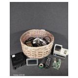 Basket with Assorted Electrical Cords