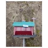 Plastic Barn Bird Feeder on Pole