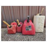 3 Plastic Gas Cans, 1 Plastic Can