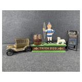 Trick Dog Coin Bank, Letters Bank and Truck Bank
