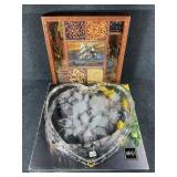 Wooden Shadow Box W/Dried Grains, Mikasa Platter