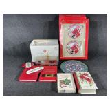 Christmas Plate,Glass Ornaments,Deck of Cards
