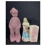 Pottery Planters Dutch Boy In Pink, Girl in a Dres