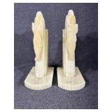 White Onyx Trojan Horse Head Bookends
