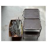 Metal Folding Step Stool & Box of Hangers