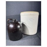 Blue Crown 8G Stoneware Crock & Whiskey Jug