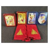 Christmas Themed Tin Containers -4,Towels-2