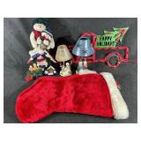 Plush Red Stockings, Christmas Decor, Candle