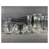 Glass Fishbowl Vase, Glass Flower Vases (4)