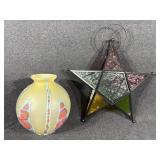 Bohemian Art Glass Vase, Moroccan Style Star