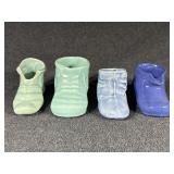 Ceramic Baby Shoe Planters Blue & Green-4