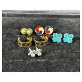 Gold Tone Pierced Earrings -4, Silver Tone -1