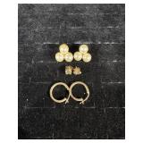 Pierced 10K .6G Gold Hoops, 14K .4G Teddy Bear