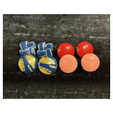 Pierced Earrings-4, Domed Buttons, Enamel Discs