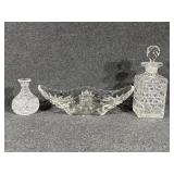 Square Decanter, Relish Dish, Bud Vase