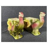 Ceramic Pheasant Planters With A Yellow Flower-2
