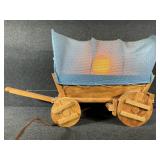Handcrafted Wooden Covered Wagon Rustic Table Lamp