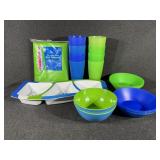 Melamine Cups, Bowls,3-Section Relish/ Snack Tray