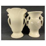 Vintage Matte White Pottery Vases (2)