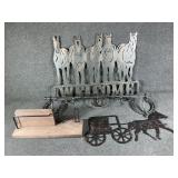 Rustic Metal Welcome Sign, Horseshoe Rack W/Hooks
