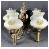 Multi-Arm Light Fixture W/Glass Shade Floral