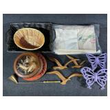 Vintage Wooden Trinket Jewelry Box, Faux Wood