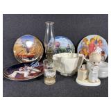 Milk Glass Lidded Dish,Precious Moments, Oil Lamp