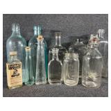 Vintage Blue Tinted Glass Bottles (2) Vintage