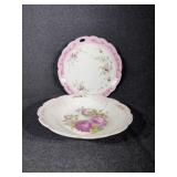 Porcelain Serving Bowl & Plate Rose Pattern