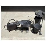 Metal Dog Planters-2 & Metal Pig Watering Can