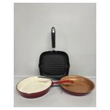 Red Cast Iron Frying Pan, Red Copper Frying Pan,