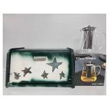 Glass Teapot, Wooden Bread Box