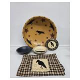 Wooden Crow Bowls(2), Primitive Crow Towel