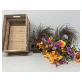 Basket, Artificial Flowers,