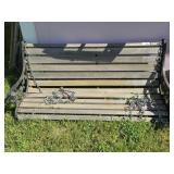 Wooden Swinging Bench with Cast Iron Lion Head