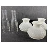 Hobnail White Milk Glass Lamp Shades, Chimney