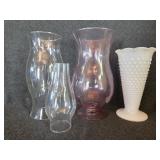 Purple Vase, Milk Glass Vase, Glass Oil Lamp