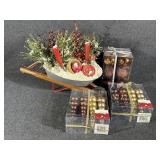 Christmas Centerpiece, Berry Sprays(2), Ornaments