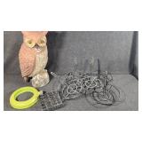 Plastic Solar-Powered Garden Owl Decoy, Metal